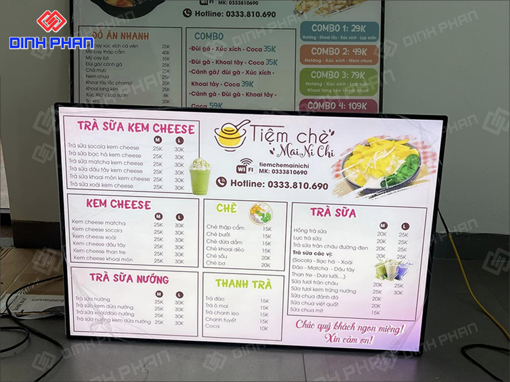 Gia Công Hộp Đèn Menu Nổi Bật, Giá Rẻ