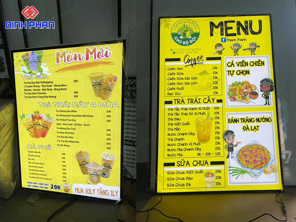 Gia Công Hộp Đèn Menu Nổi Bật, Giá Rẻ