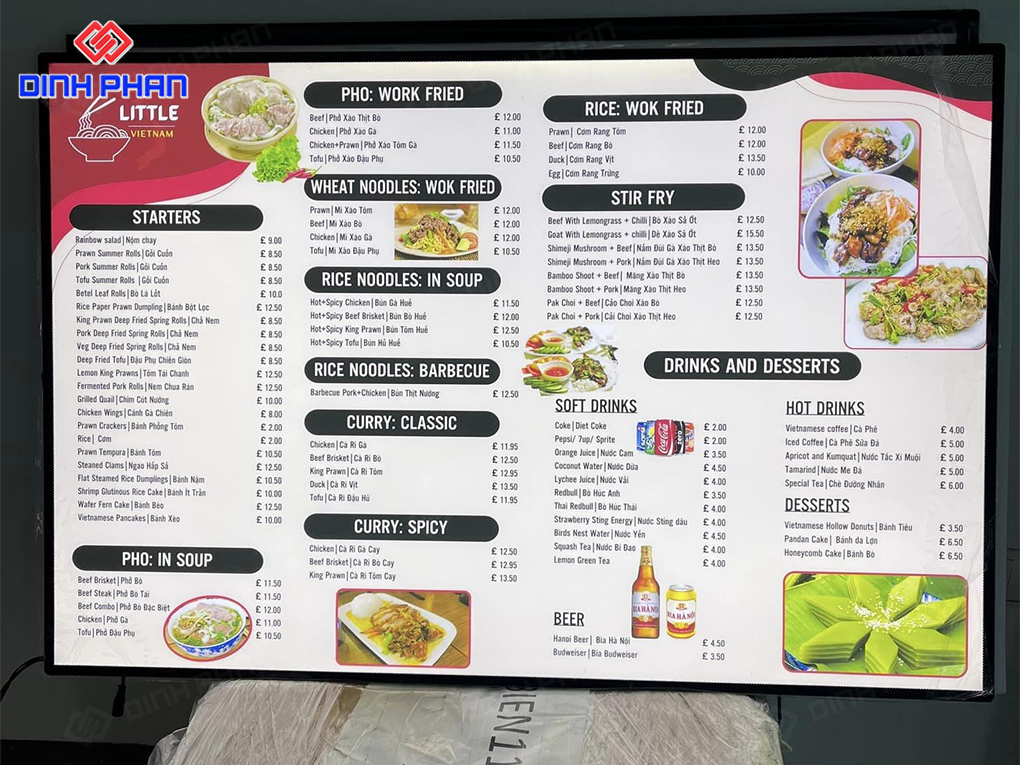 Gia Công Hộp Đèn Menu Nổi Bật, Giá Rẻ